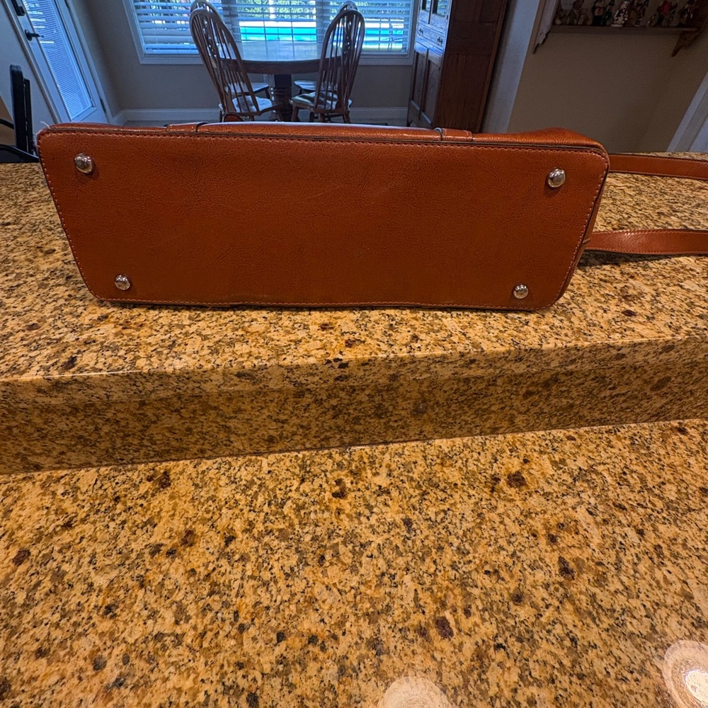 Bostanten Tan Leather Laptop Bag Briefcase Tote - Picture 12 of 13